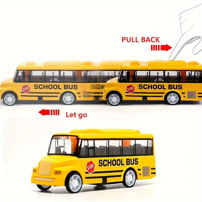 Metal School Bus Alloy Car Model Pull Back Toy Christmas Gift