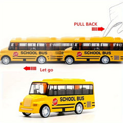 Metal School Bus Alloy Car Model Pull Back Toy Christmas Gift