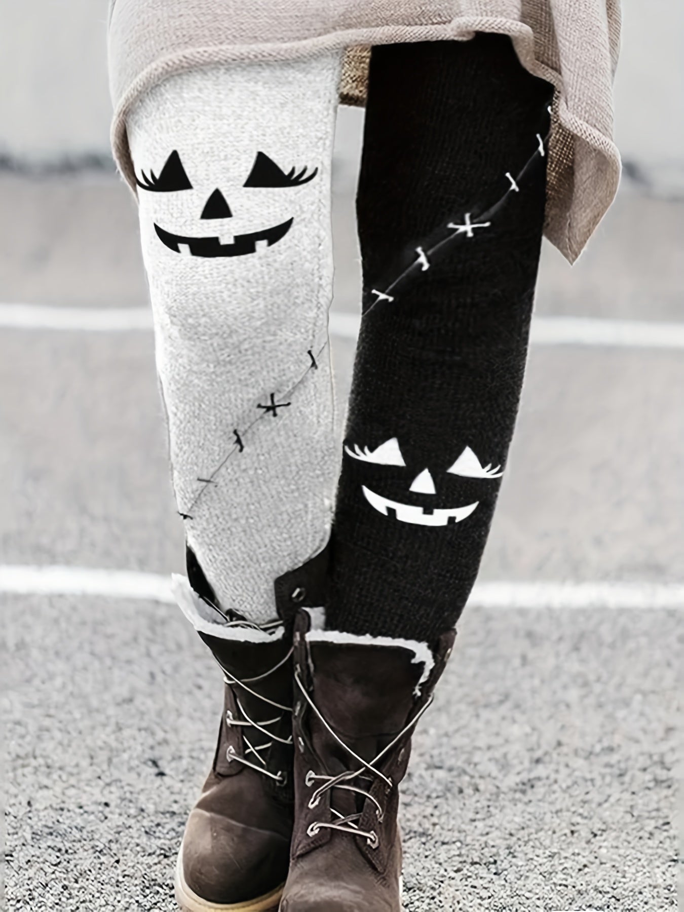 Halloween Casual Pants Women's Colorblock Skinny Leggings