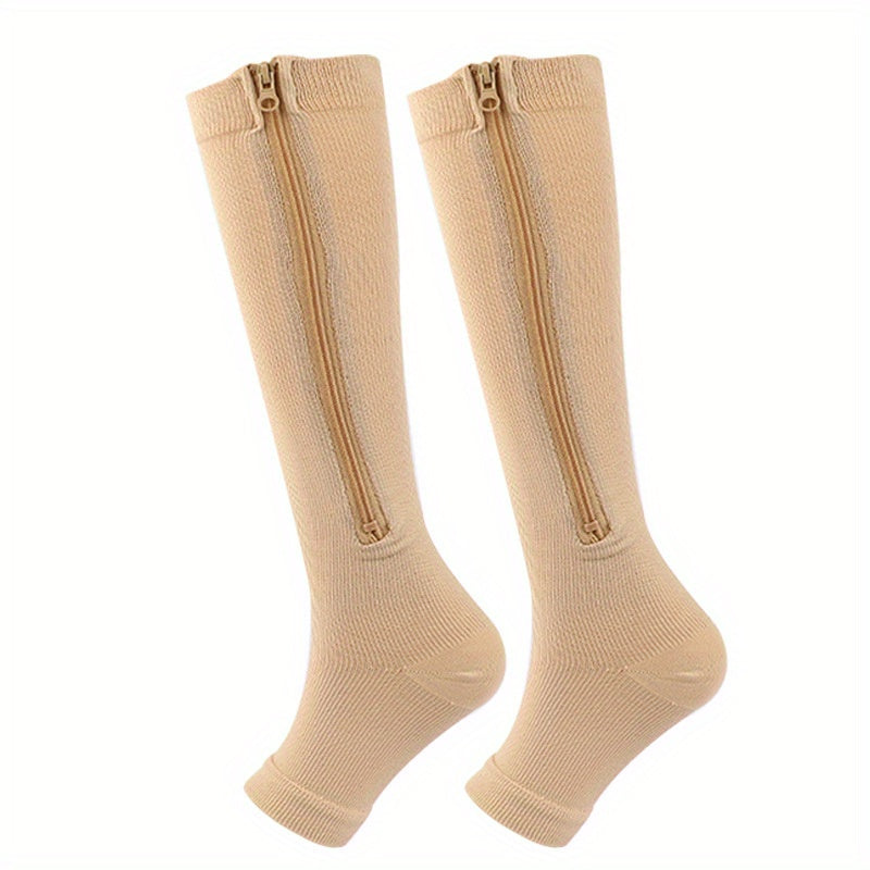 Zipper Athletic Stockings Mid Calf Sports Socks For Men And Women