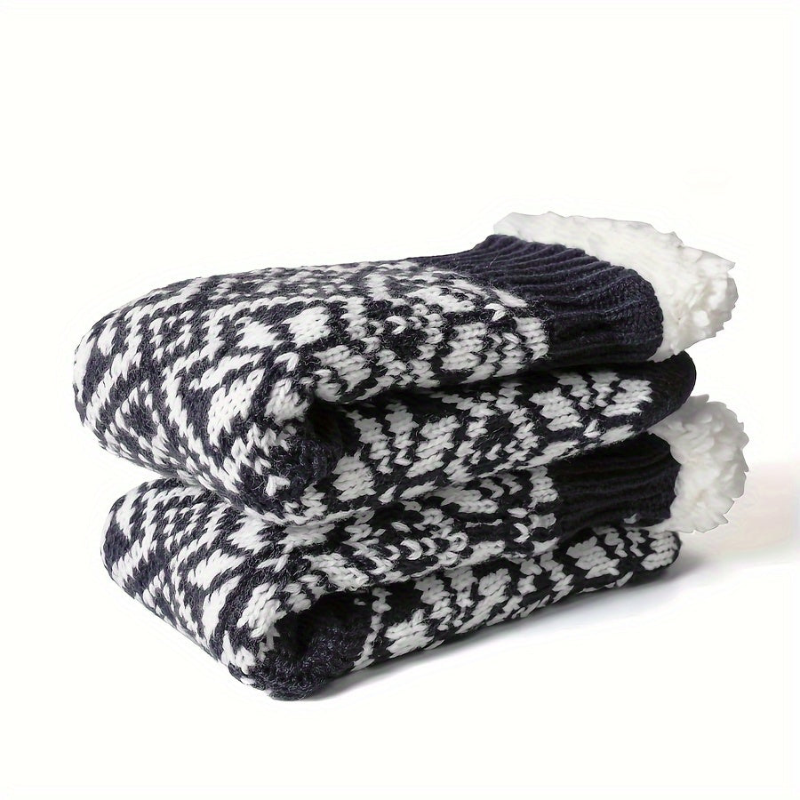 Christmas Snowflake Print Plush Socks