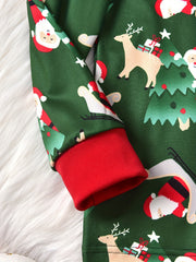 2pcs Christmas Style Kid's Pajamas Set Santa Elk Pattern Loungewear