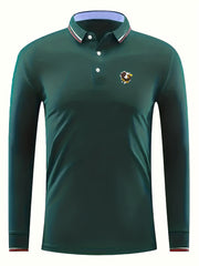 Eagle Print Men's Casual Button Up Lightweight Polo Shirt