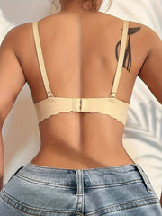 Wave Trim Wireless Push Up Bra Three Rows Three Buckles Women's Lingerie