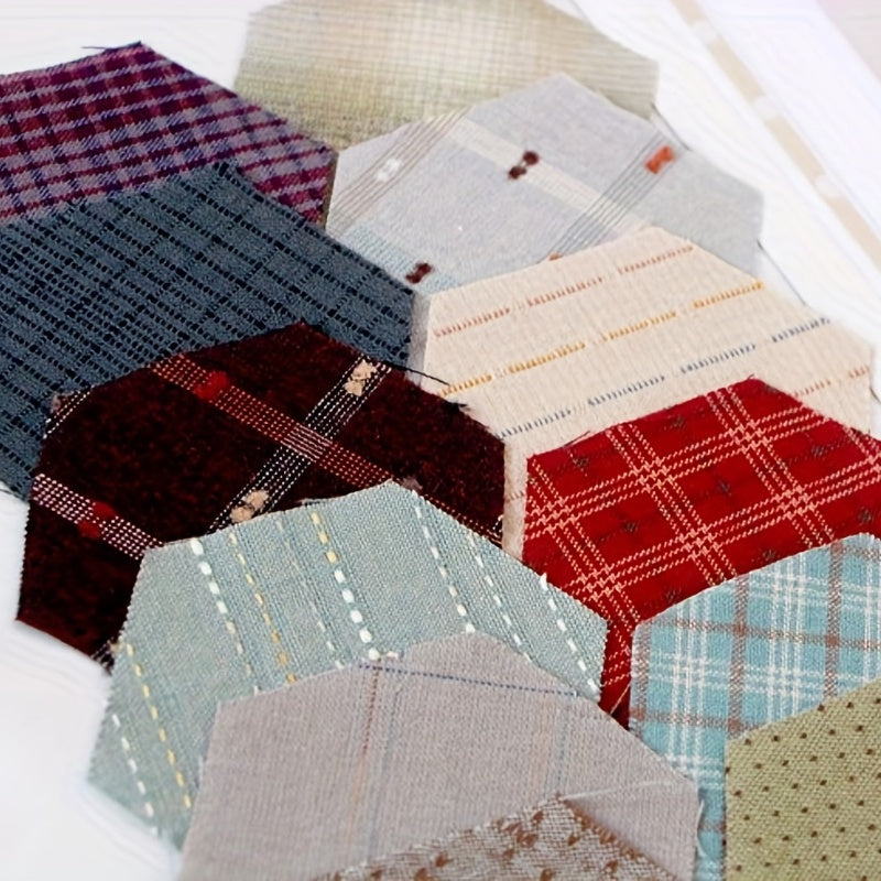 50pcs Hexagon Yarn dyed Fabric Patchwork Quilts Mixed Sewing Accessories