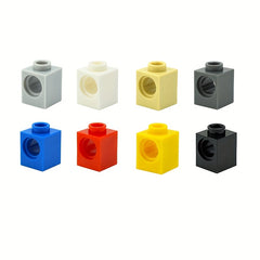 100pcs 1x1 Technology Parts Bricks with Hole MOC Brick Accessories