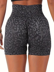 Leopard Print High Waist Yoga Shorts