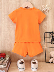 Baby Boy Casual Outfit: Letter Graphic T shirt & Shorts Set