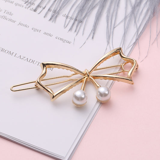 Alloy Bowknot Pearl Hairclip Metal Hairpin Barrette Party Prom Hair Accessories