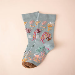 Funny Pattern Cotton Mid Tube Socks For Sports Skateboard Women's Socks