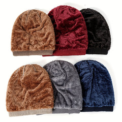 Winter Men's Fleece Beanie Warm Knitted Hat