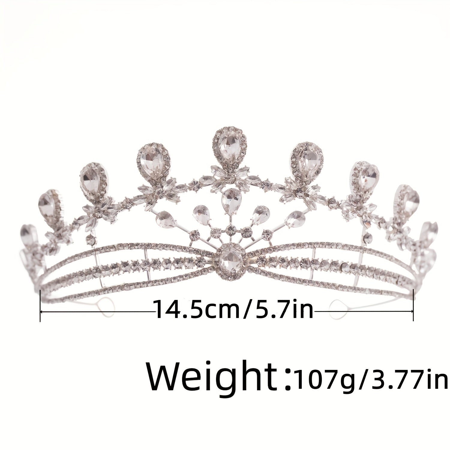 Silvery Crystal Queen Crown Tiara Rhinestone Wedding Tiaras Women Prom Crowns