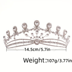 Silvery Crystal Queen Crown Tiara Rhinestone Wedding Tiaras Women Prom Crowns