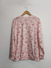 Heart Print Raglan Sleeve Sweatshirt for Fall & Winter