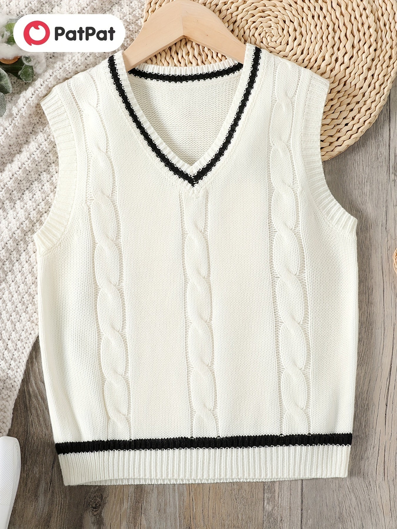 Kids Sleeveless V Neck Knitted Sweater Vest