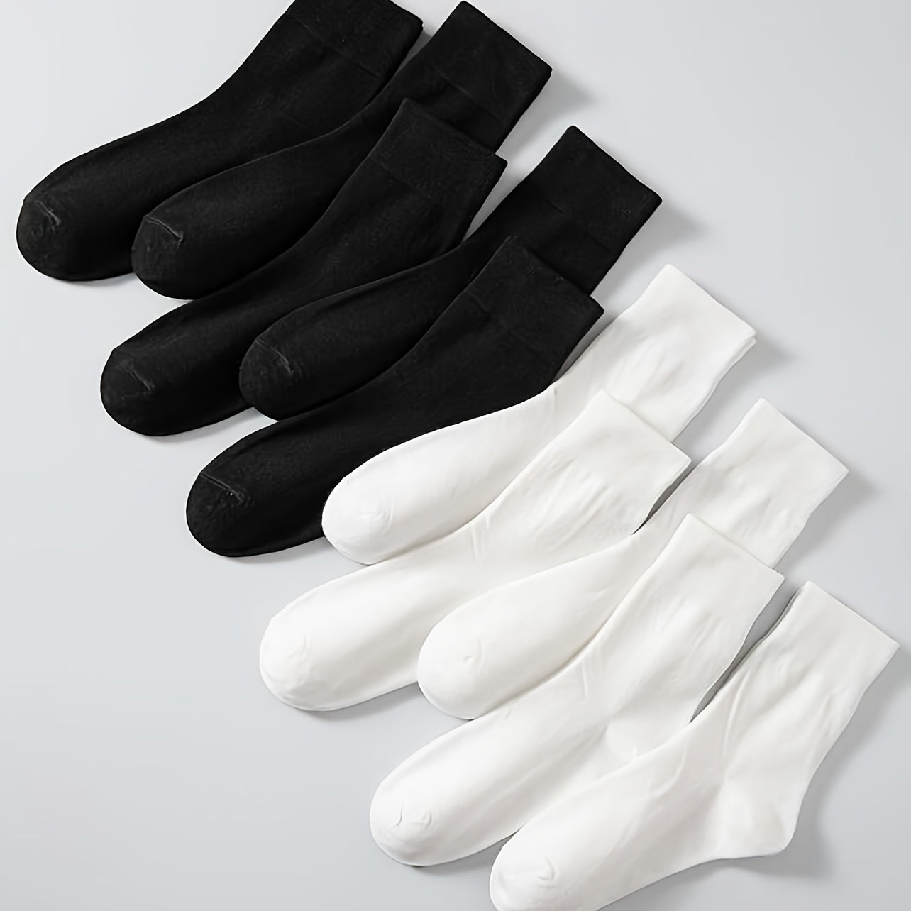 10 Pairs Plus Size Basic Crew Socks Women's Plus Solid Mid calf Socks