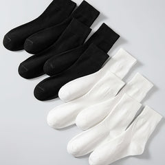 10 Pairs Plus Size Basic Crew Socks Women's Plus Solid Mid calf Socks