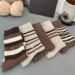 5 Pairs Striped Crew Socks Breathable Sports Stockings