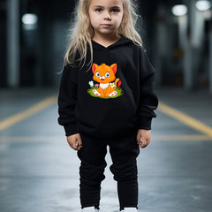 Kitty Print Hoodies Pants Set for Girls Boys Spring Fall Sports Gift
