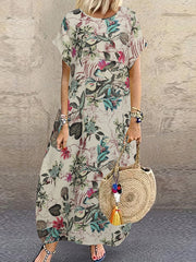 Women's Boho Floral Print Tee Dress