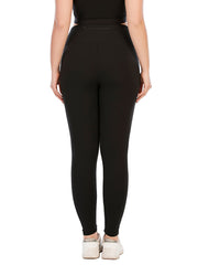 Contrast Mesh Yoga Sports Leggings With Pocket Women's Plus Size