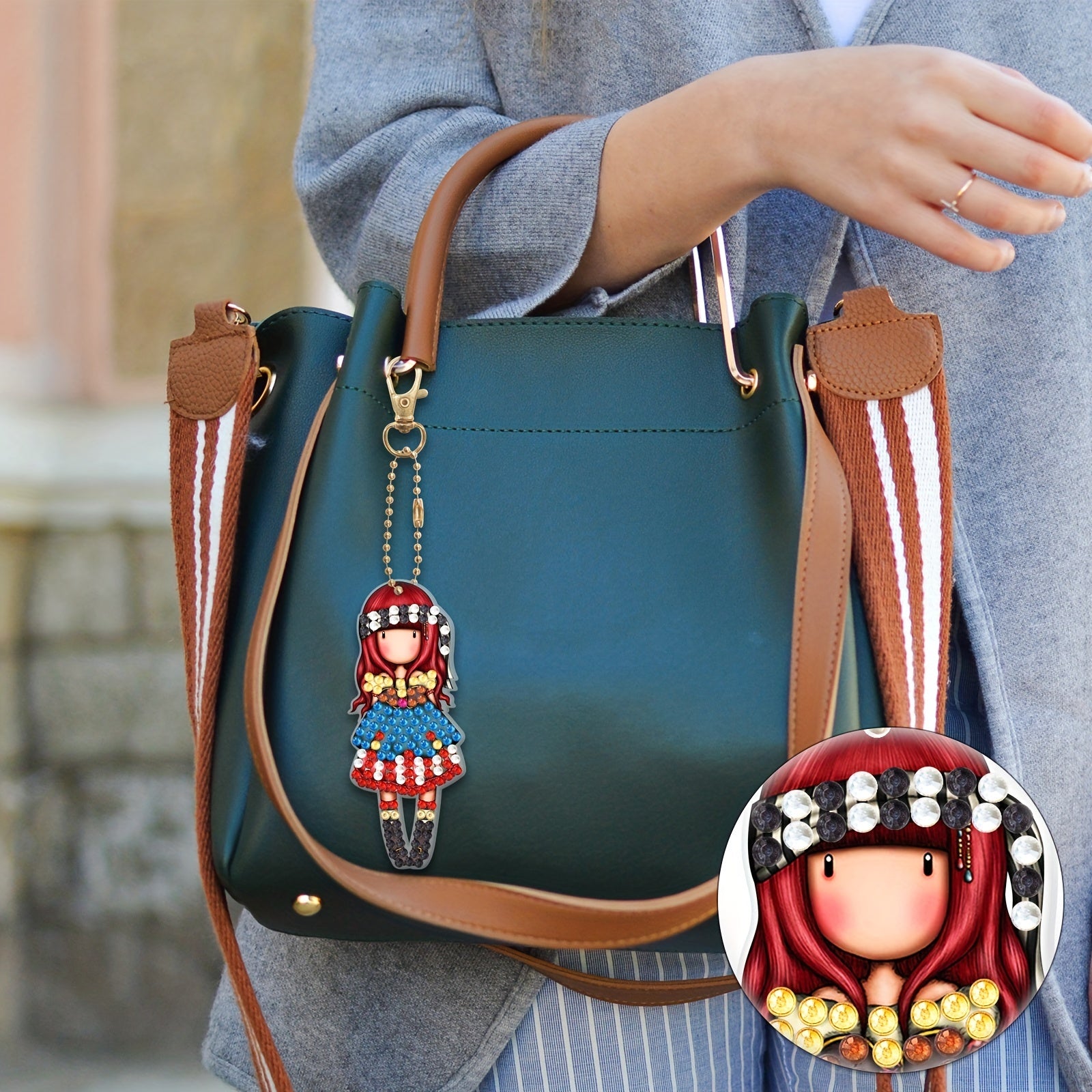 Girl Keychain Cartoon Animal Diamond Mosaic Backpack Pendant Kit