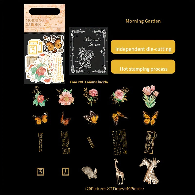 40pcs Clear Wind Half Summer Series Washi Sticker Pack Retro Material Decorative