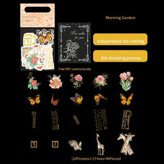 40pcs Clear Wind Half Summer Series Washi Sticker Pack Retro Material Decorative
