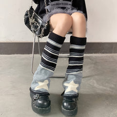 Striped Leg Warmers JK Style Knee High Socks