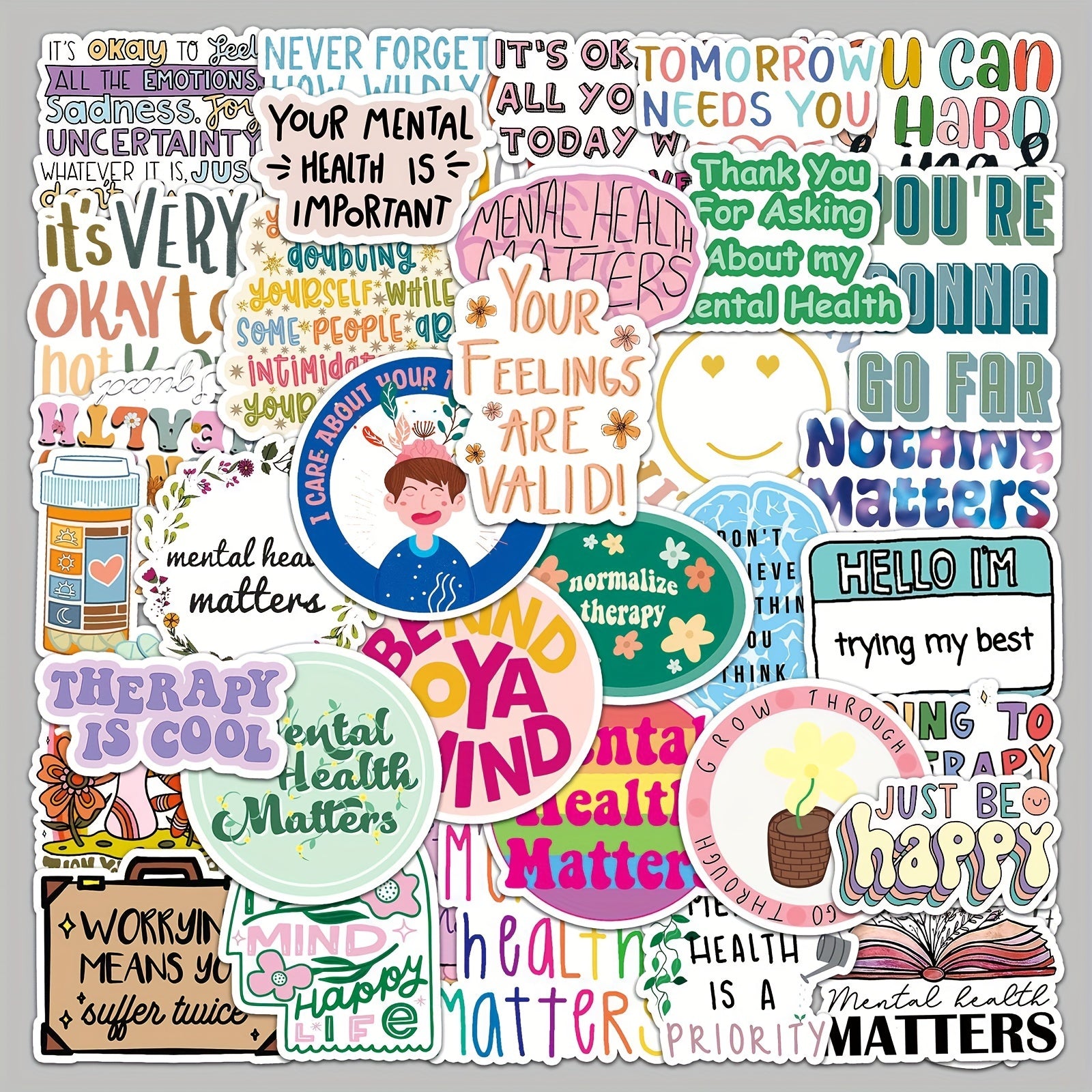 50pcs Mental Health Graffiti Stickers DIY Creative Toys