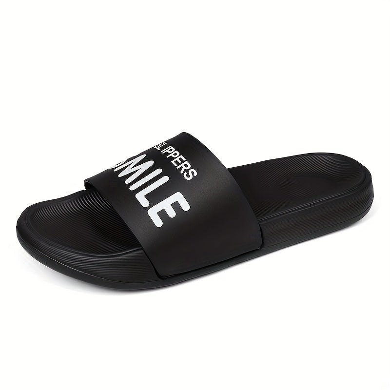 Men's 'SMILE' Print Slides Casual Summer Slippers