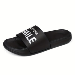 Men's 'SMILE' Print Slides Casual Summer Slippers