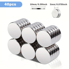 40-Piece Round Magnet Sheet Set 10mm x 2mm