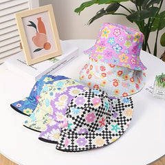 Flower Print Fisherman Cap Bucket Hat for Women