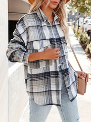 Plaid Print Classic Jacket Button Front Outerwear