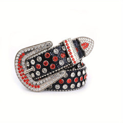 Men's Women's Rhinestone Belt Western Cowgirl Studded Leather Belt