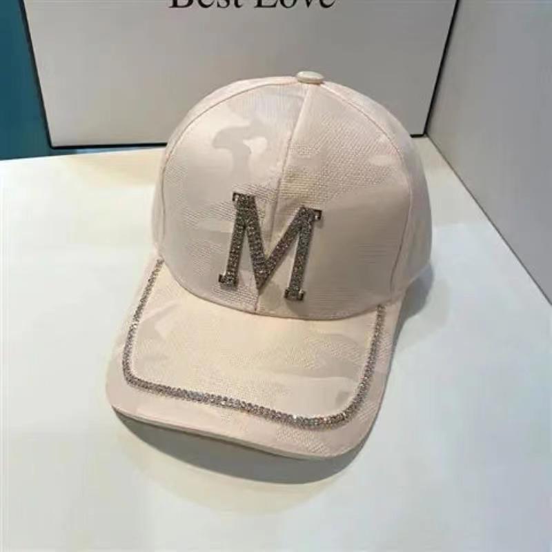 Solid Baseball Cap Rhinestone Embossed Hats Adjustable Sports Hat