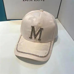 Solid Baseball Cap Rhinestone Embossed Hats Adjustable Sports Hat