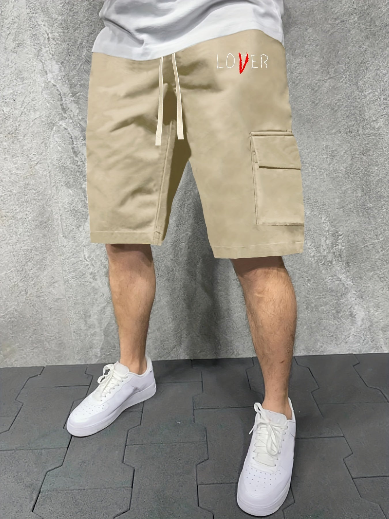 Men's Casual Graphic Drawstring Shorts With Pockets