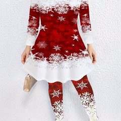 Women's Plus Size Snowflake Print Tee & Leggings Set