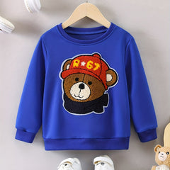 Boys Casual Bear Embroidered Pullover Sweatshirt