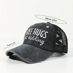 HUGS Ponytail Trucker Hats Washed Distressed Embroidery Baseball Cap