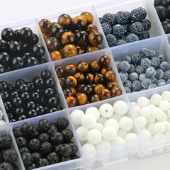 Natural Stone Beads Kit Couples Distance Bracelet Elastic Cord Magnet Clasps Box