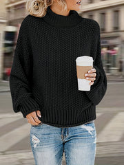 Solid Long Sleeve Turtle Neck Sweater