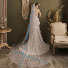 JOANSHRINE Bridal Veil with Comb Soft Sheer Polyester Vintage Wedding Veil