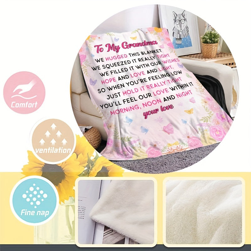Creative Printed Flannel Warm Throw Blanket For Grandma