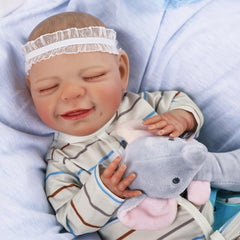 20'' Doll Bebe Reborn Baby Lifelike Sleeping Newborn Striped Cat Clothes