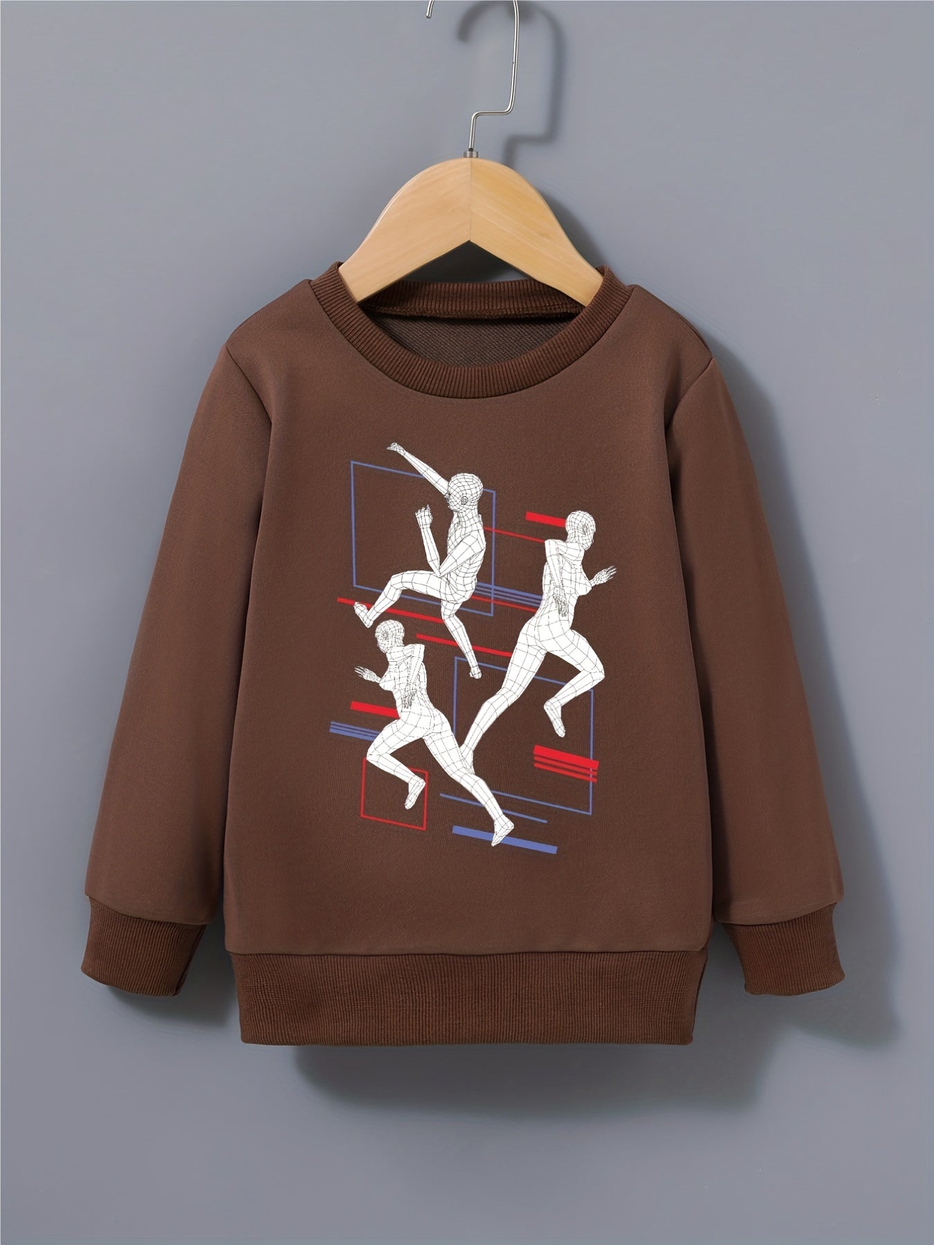 Sports Man Print Boys Sweatshirt Crew Neck Tops Kids Clothing