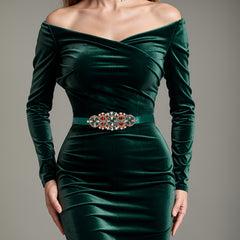 Adjustable Rhinestone Waist Belt for Dresses & Coats