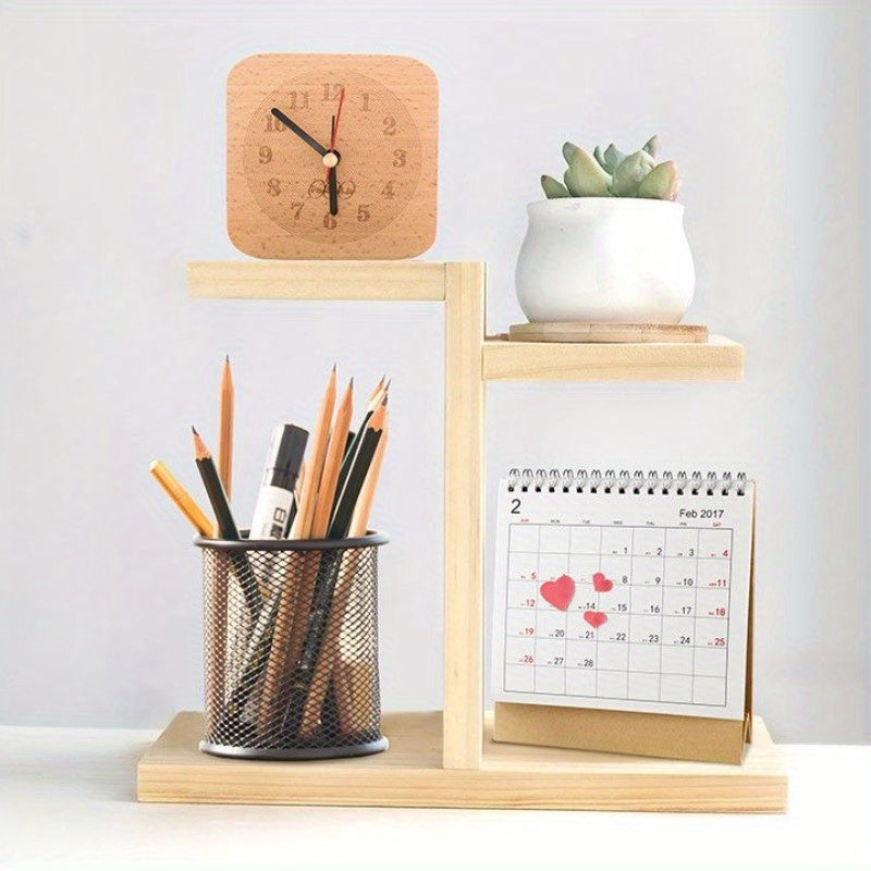 Wooden Desktop Shelf for Home Office Decoration
